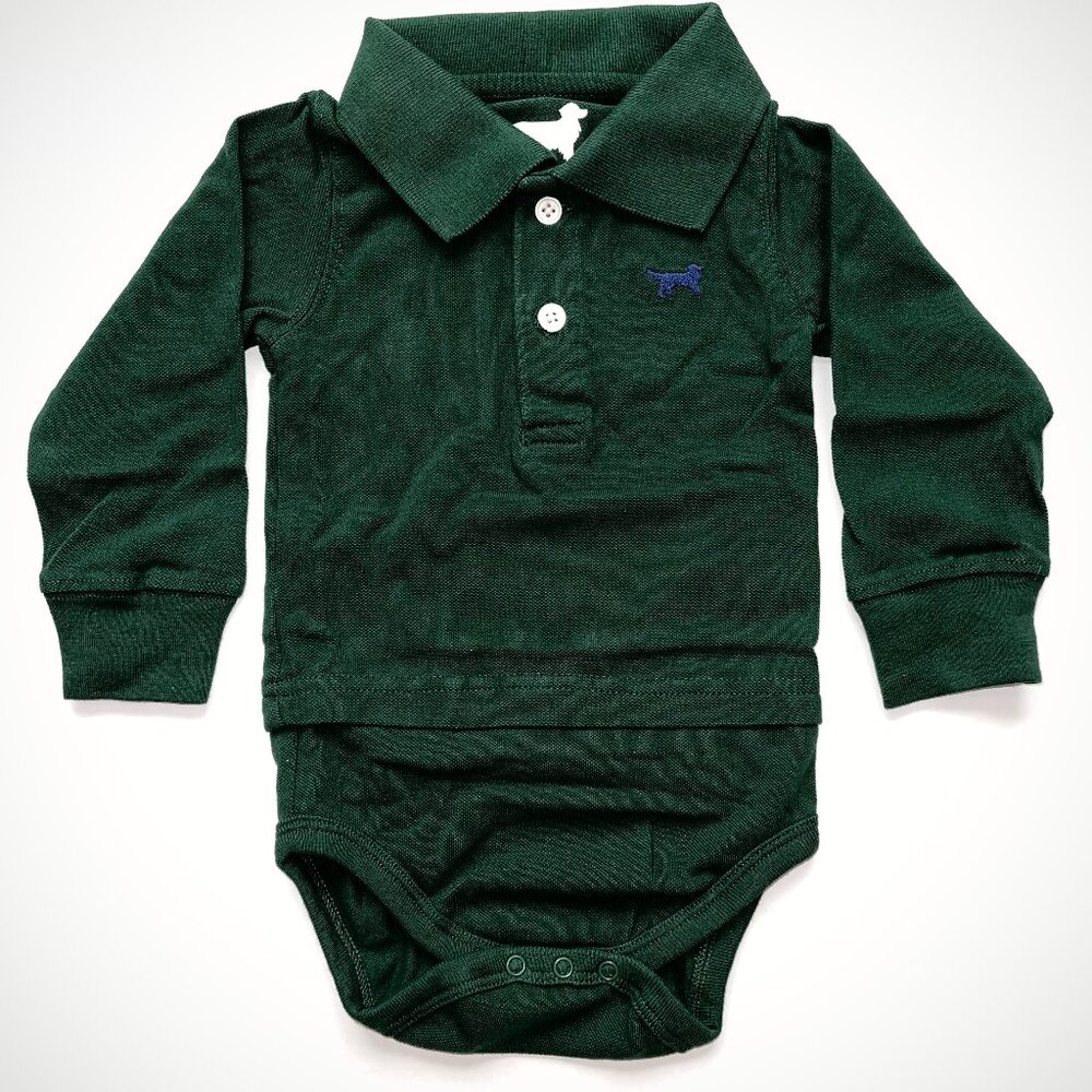 NWT Wes & Willy Boys Jack Thomas Green L/S Plaid Polo Body Suit